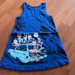 Girls Joe Fresh Blue “Freshster" Graphic Tank Top Dress Size 5